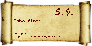 Sabo Vince névjegykártya